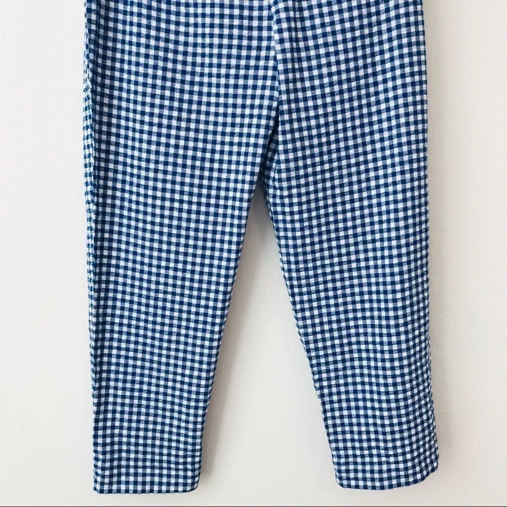 New! Banana Republic Linen Gingham Gauzy Cotton High Waist Straight Leg Pants